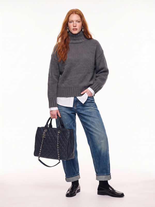 Cabas Chanel CC Caviar Matelassé Bleu Marine