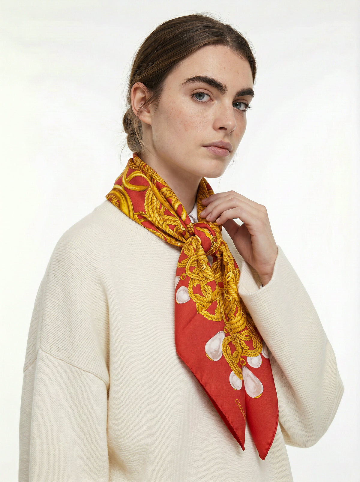 Foulard Chanel vintage Chaînes & Perles