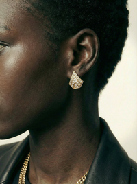 Dior Vintage Gold-Plated Chevron Clip-On Earrings