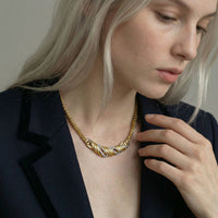 Balmain Vintage Gold-Tone Twist Necklace with Crystal Accents