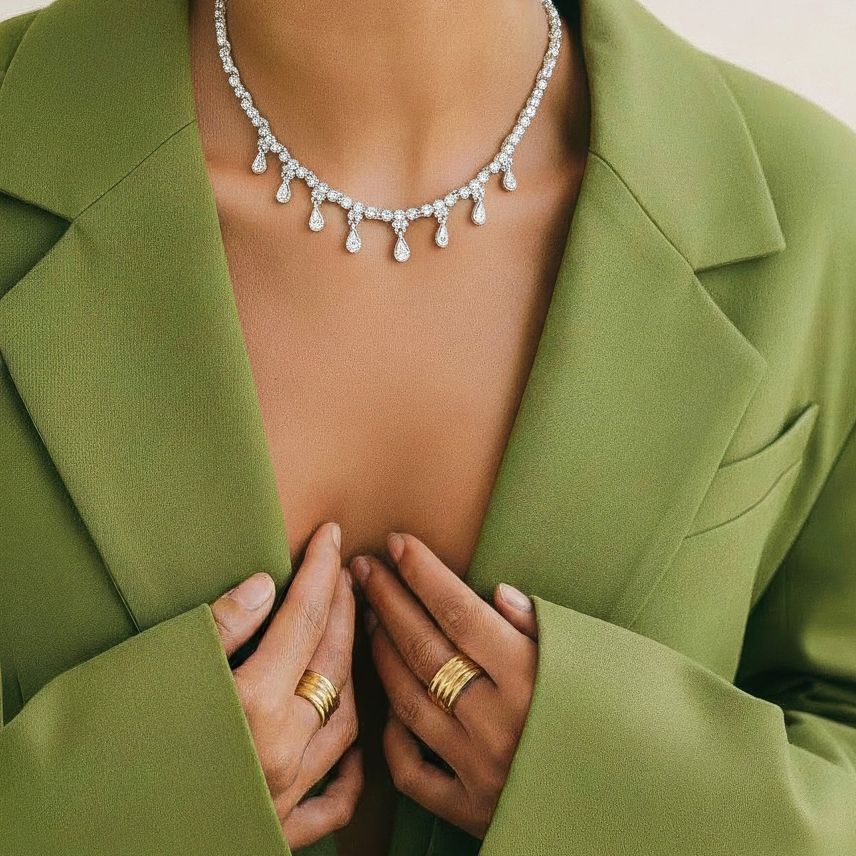 Givenchy Silver-Tone Crystal Drop Necklace