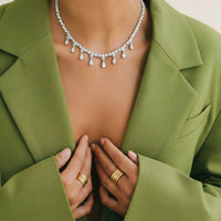 Givenchy Silver-Tone Crystal Drop Necklace