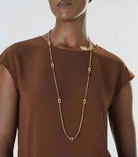 Givenchy G Red Enamel Sautoir Necklace