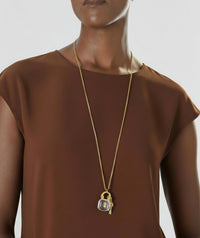 Swarovski Vintage Crystal Padlock & Key Sautoir Necklace