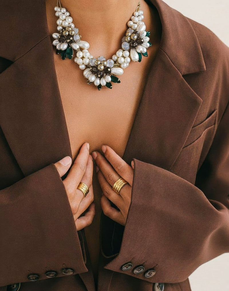 Lanvin Vintage Beaded Floral Necklace