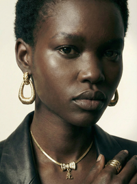 Courrèges Paris Bow Necklace with Logo Charm