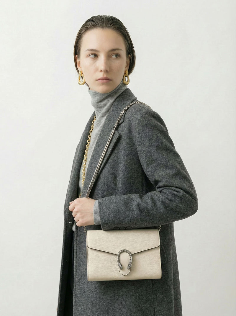 Dionysus Wallet on Chain Gucci blanc