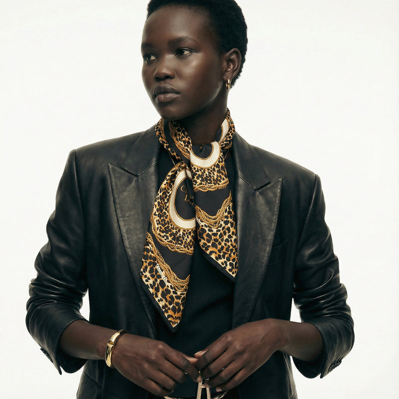 Foulard vintage Christian Dior Leopard