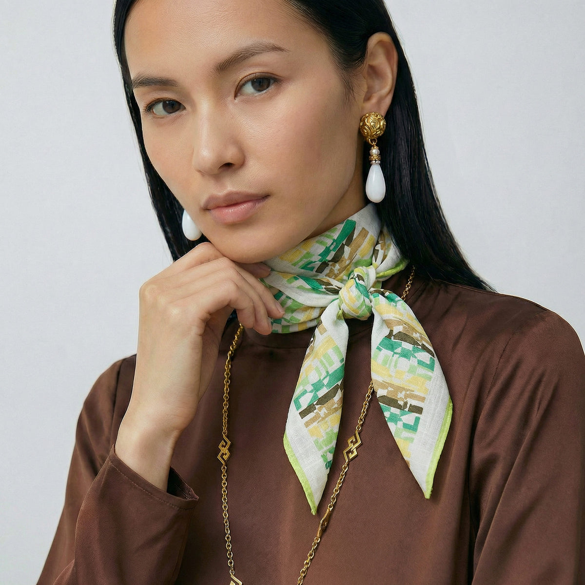 Bandana Fendi coton logo graphique lime