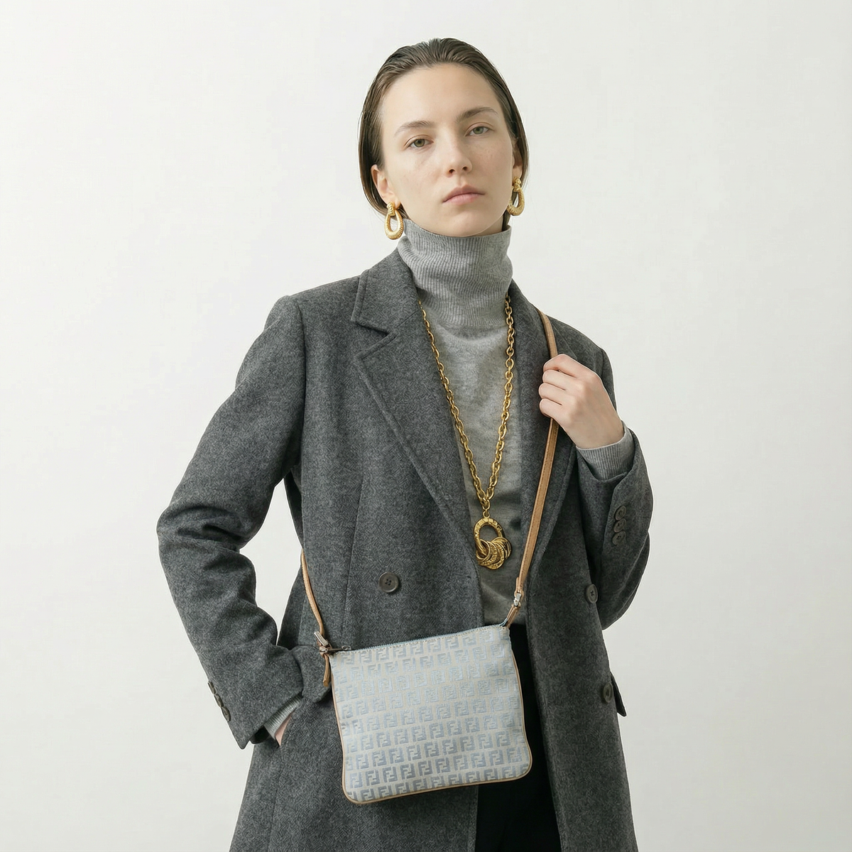 FENDI Vintage Monogram Jacquard Crossbody Bag