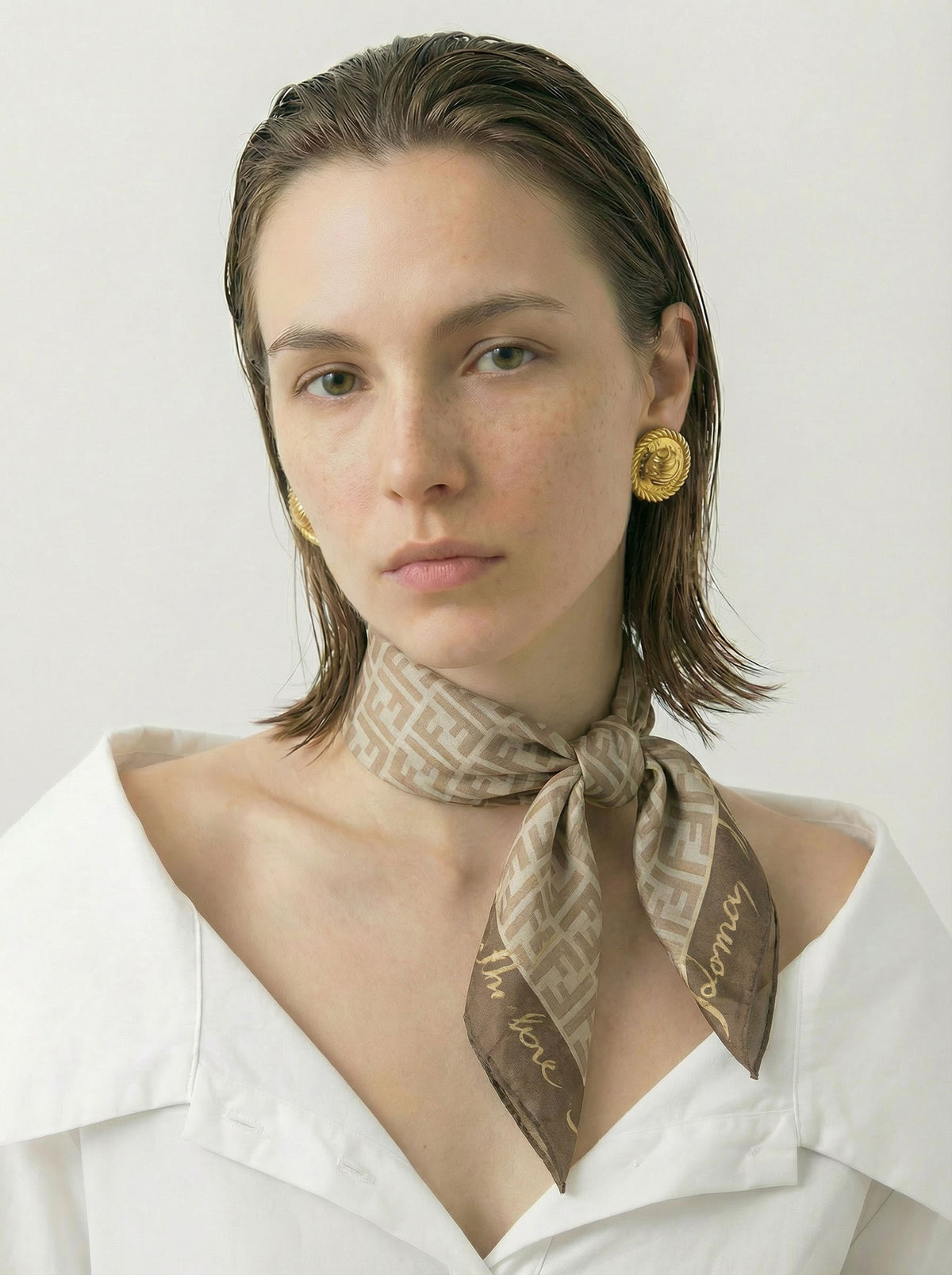 Foulard Fendi vintage en coton – Logo FF