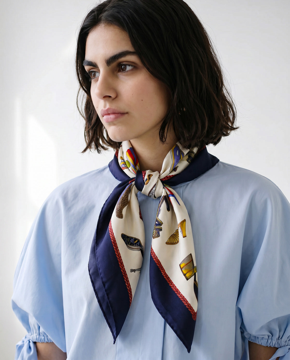 Vintage Salvatore Ferragamo Scarf with Multicolored Shoe Pattern