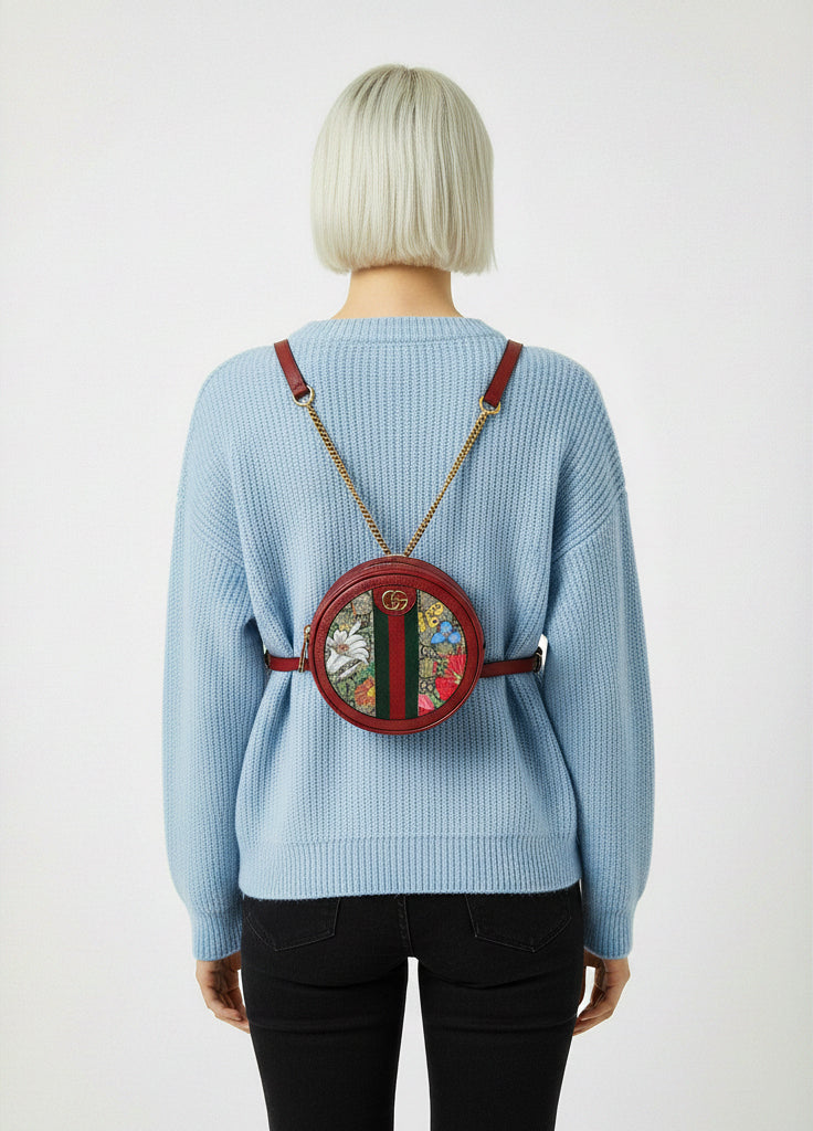 Mini sac à dos Gucci GG Supreme floral Bloom rouge