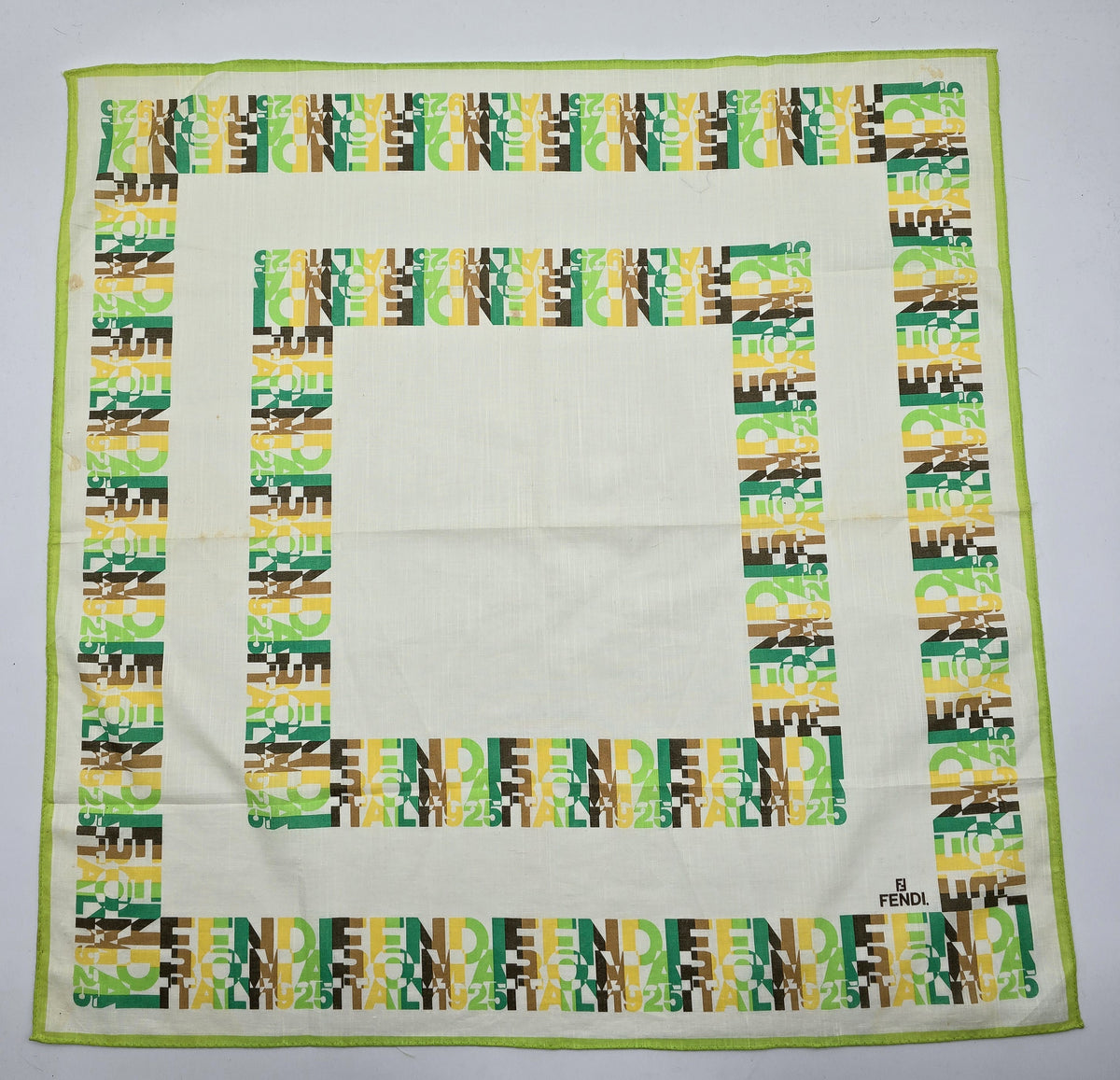 Bandana Fendi coton logo graphique lime