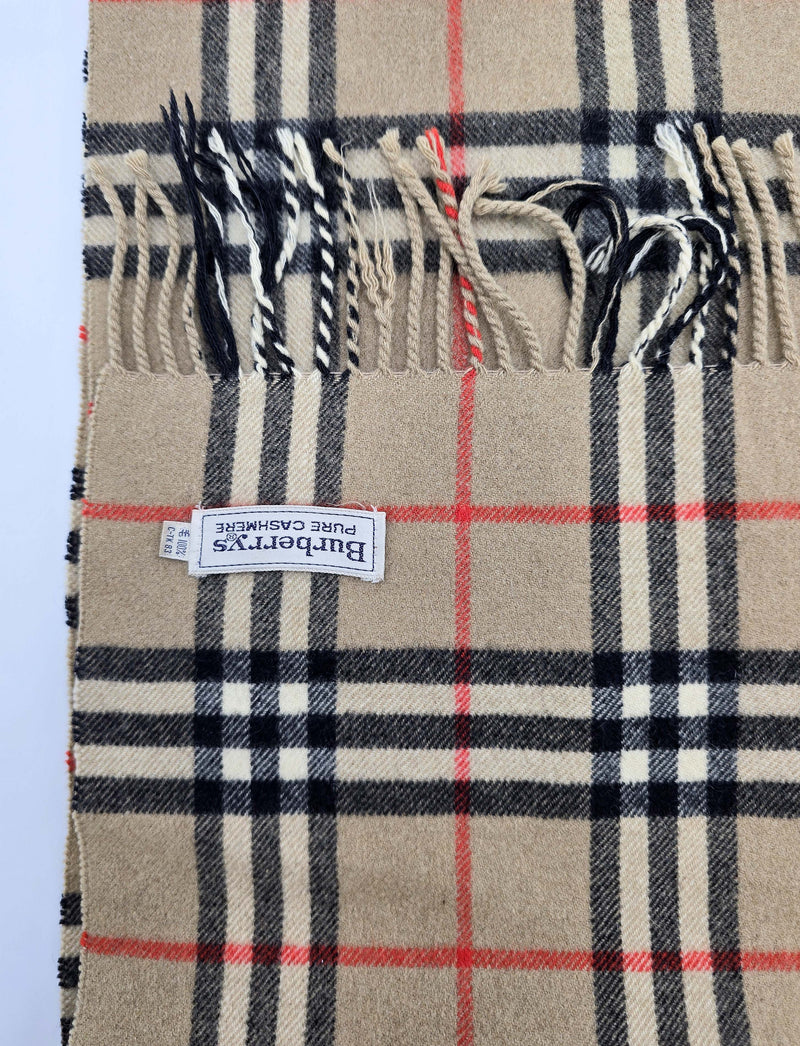 Écharpe Vintage Burberry 100% Cachemire À Motif Check