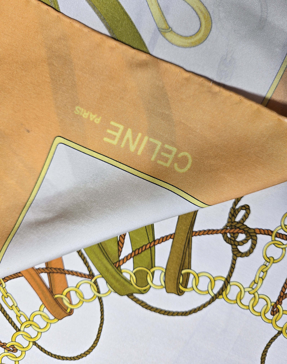 Foulard Céline vintage motif équestre & pampilles