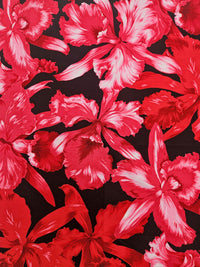 Foulard Bandana Vintage Céline À Motif Floral Rouge Et Rose