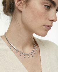 Givenchy Silver-Tone Crystal Drop Necklace