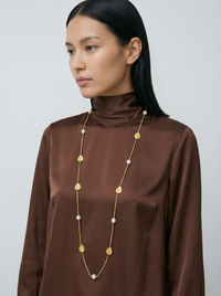 Givenchy Gold-Tone Chain Necklace with Pearls & Leaf Charms