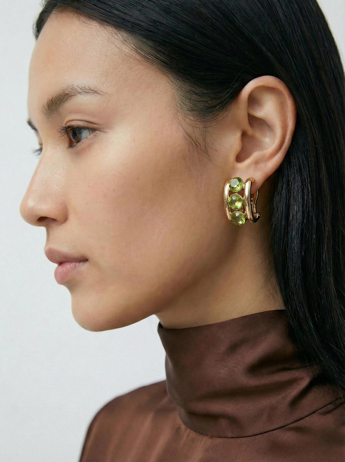 Givenchy Vintage Green Cabochon Clip-On Earrings