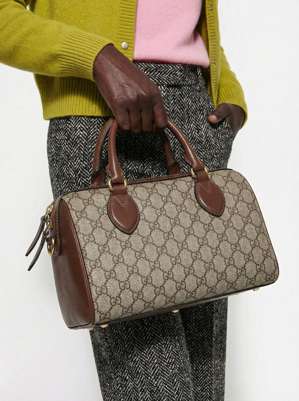 Sac Gucci Boston GG Supreme Cuir Marron Bandoulière