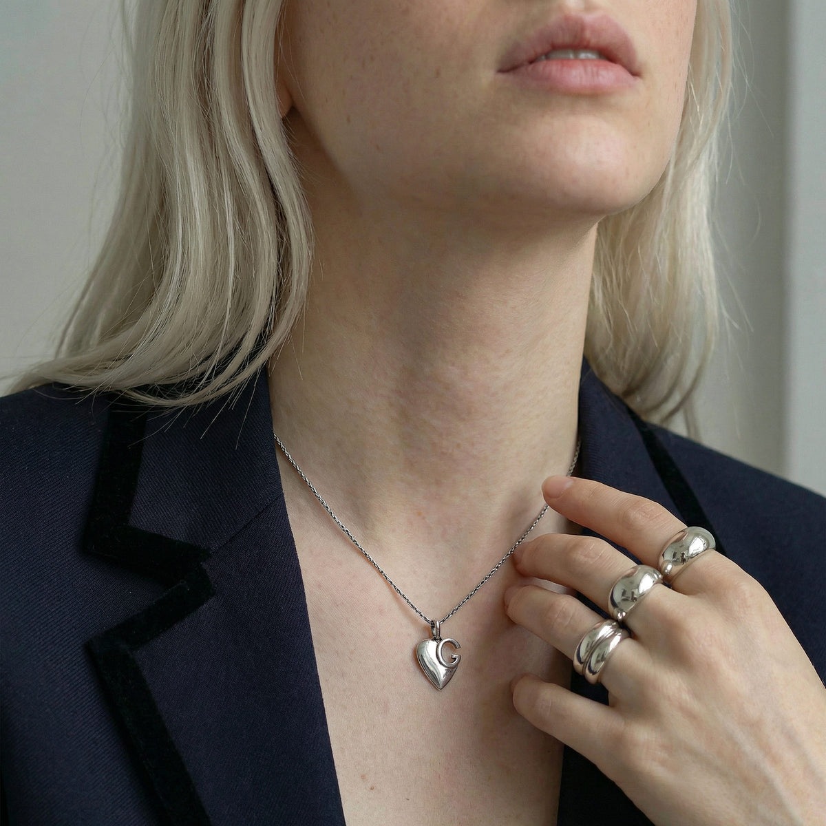 Gucci Vintage Sterling Silver Heart Necklace