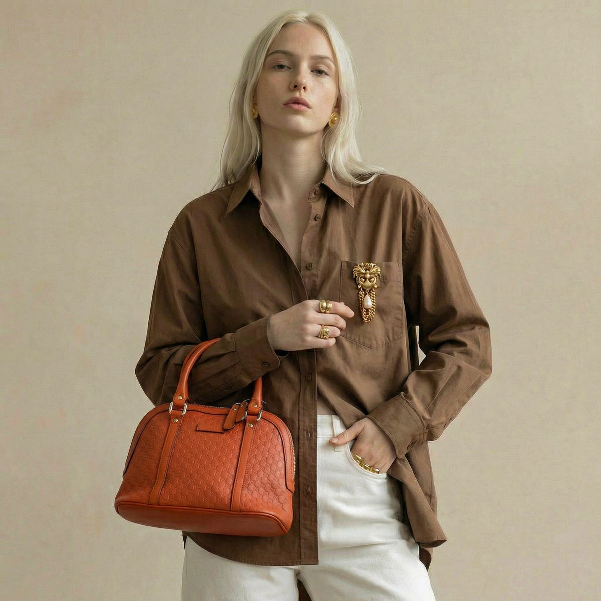 Sac Dome Guccissima cuir orange mandarine