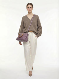Shopper Gucci Bamboo Cuir Grainé mauve