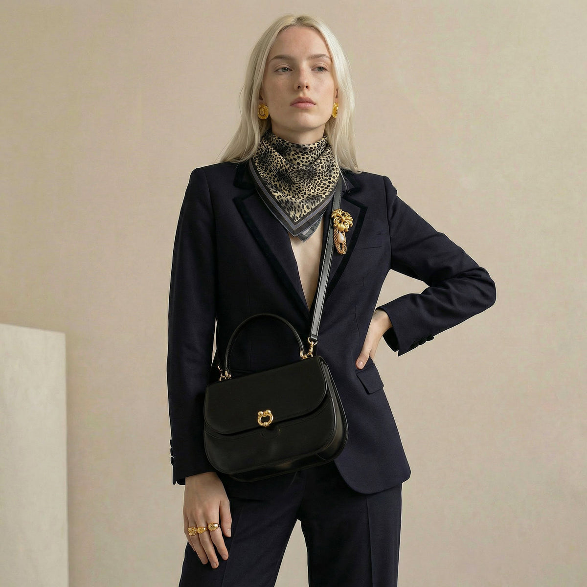 Sac Gucci vintage en cuir box noir