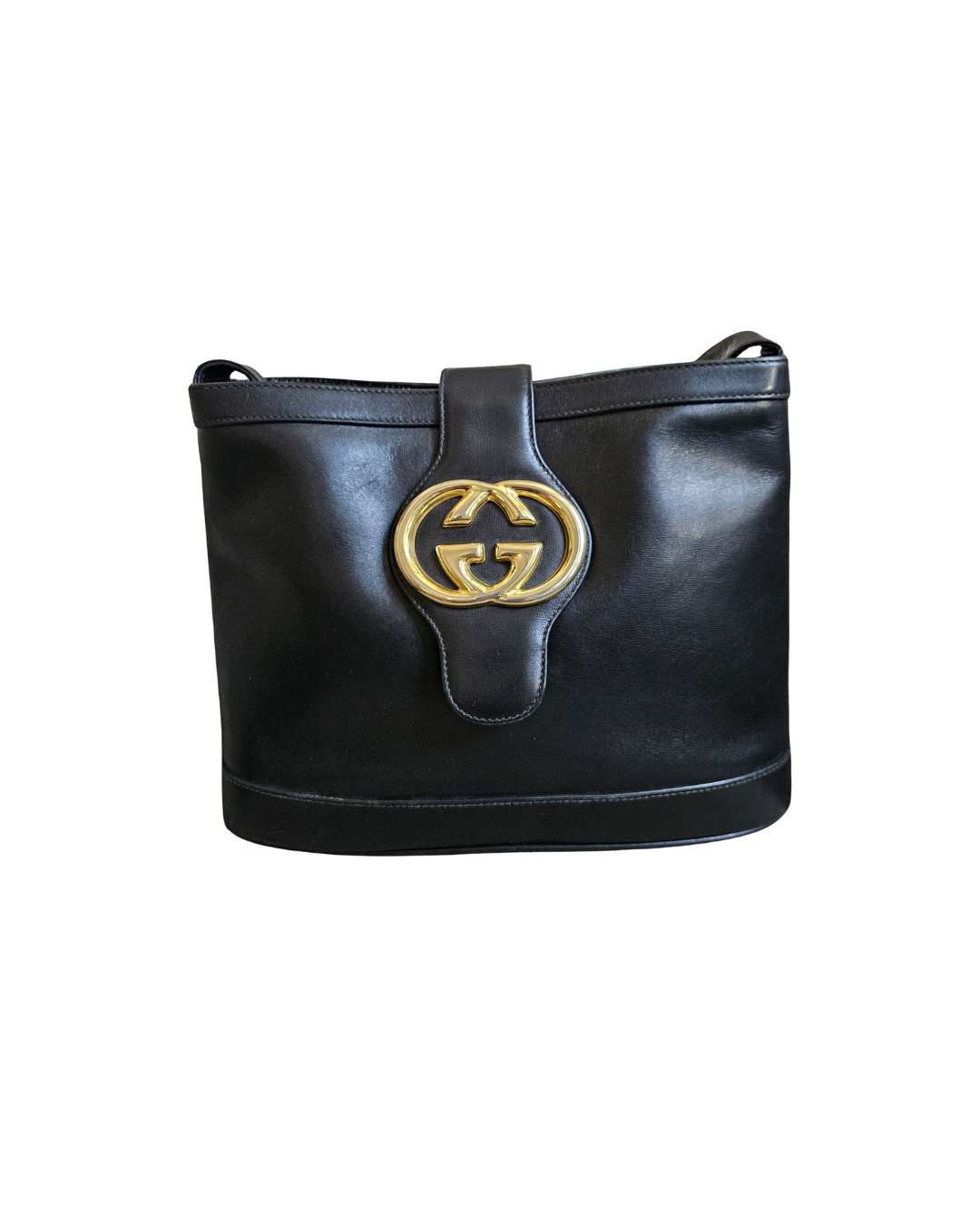 GUCCI Vintage Black Leather Shoulder Bag