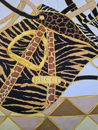 Foulard Gucci vintage en soie – Motifs équestres