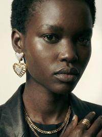 Nina Ricci Vintage Heart Drop Clip-On Earrings with Pavé Crystals