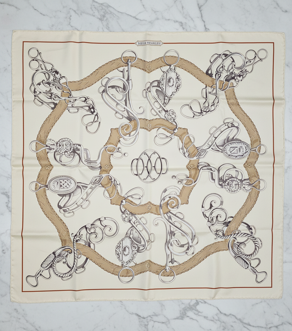 Hermès Silk Scarf 90 Equestrian Design