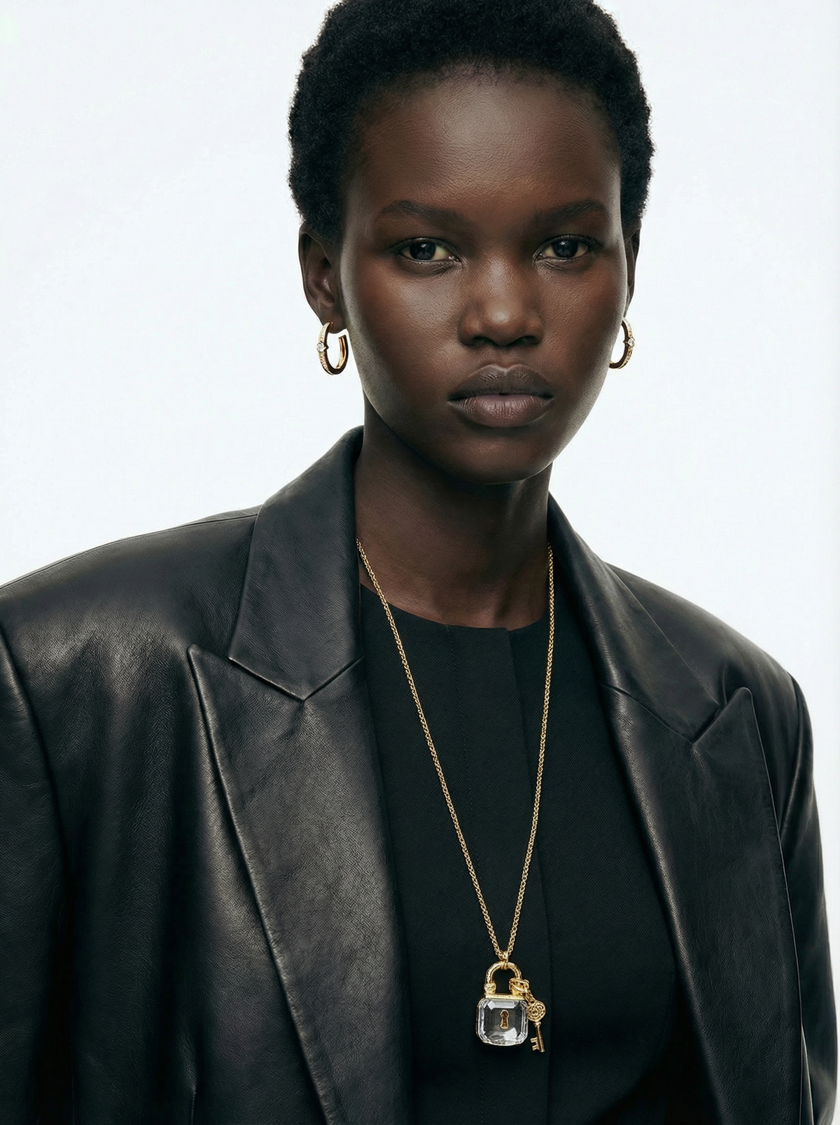 Swarovski Vintage Crystal Padlock & Key Sautoir Necklace