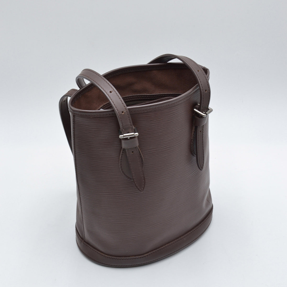 Bucket vintage cuir Epi chocolat