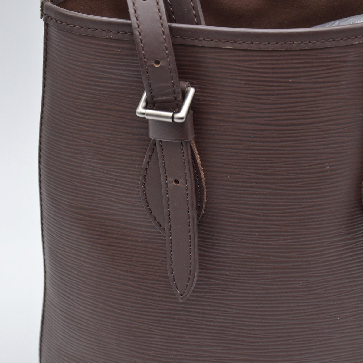 Bucket vintage cuir Epi chocolat