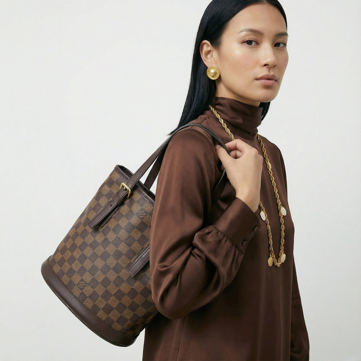 Sac Bucket Marais Louis Vuitton Damier Ébène