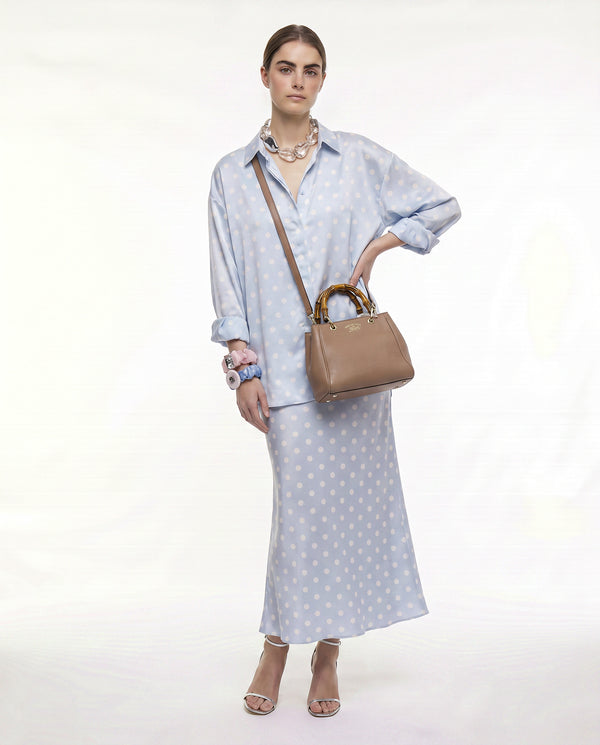 Gucci Bamboo Shopper mini cuir grainé taupe