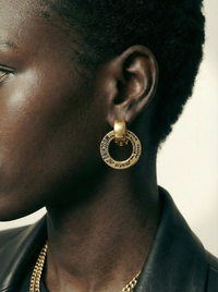 Moschino Vintage Gold Clip-On Earrings with Engraved Inscription