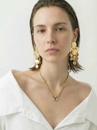 Nina Ricci Necklace with Rhinestone & Red Cabochon Pendant