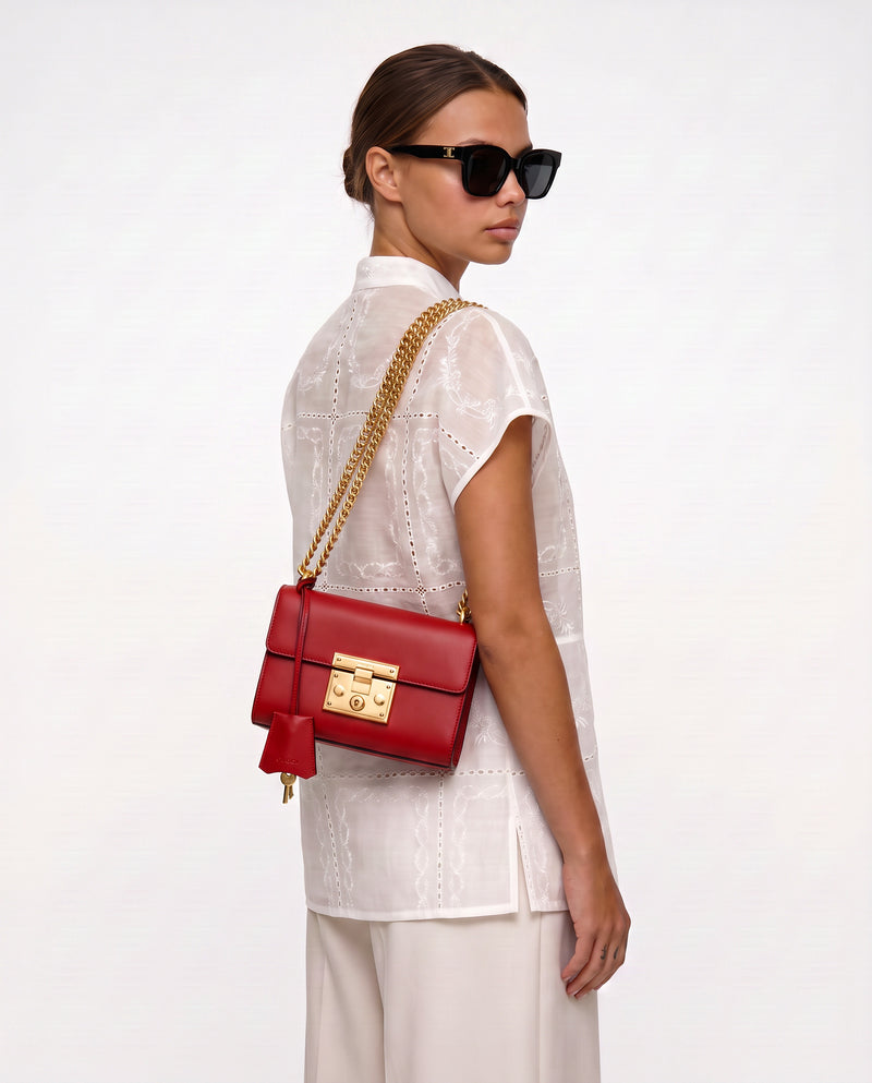 Sac Gucci Padlock Rouge Cuir