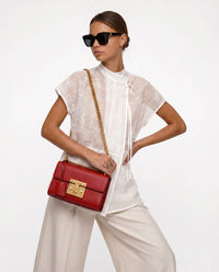 Sac Gucci Padlock Rouge Cuir