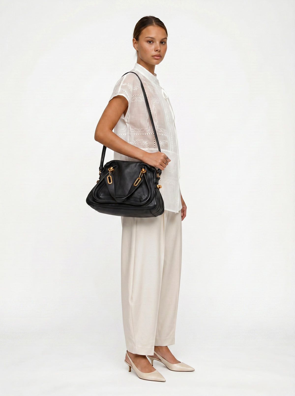 Chloé Paraty Medium Cuir Grainé Noir