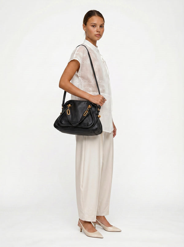 Chloé Paraty Medium Cuir Grainé Noir