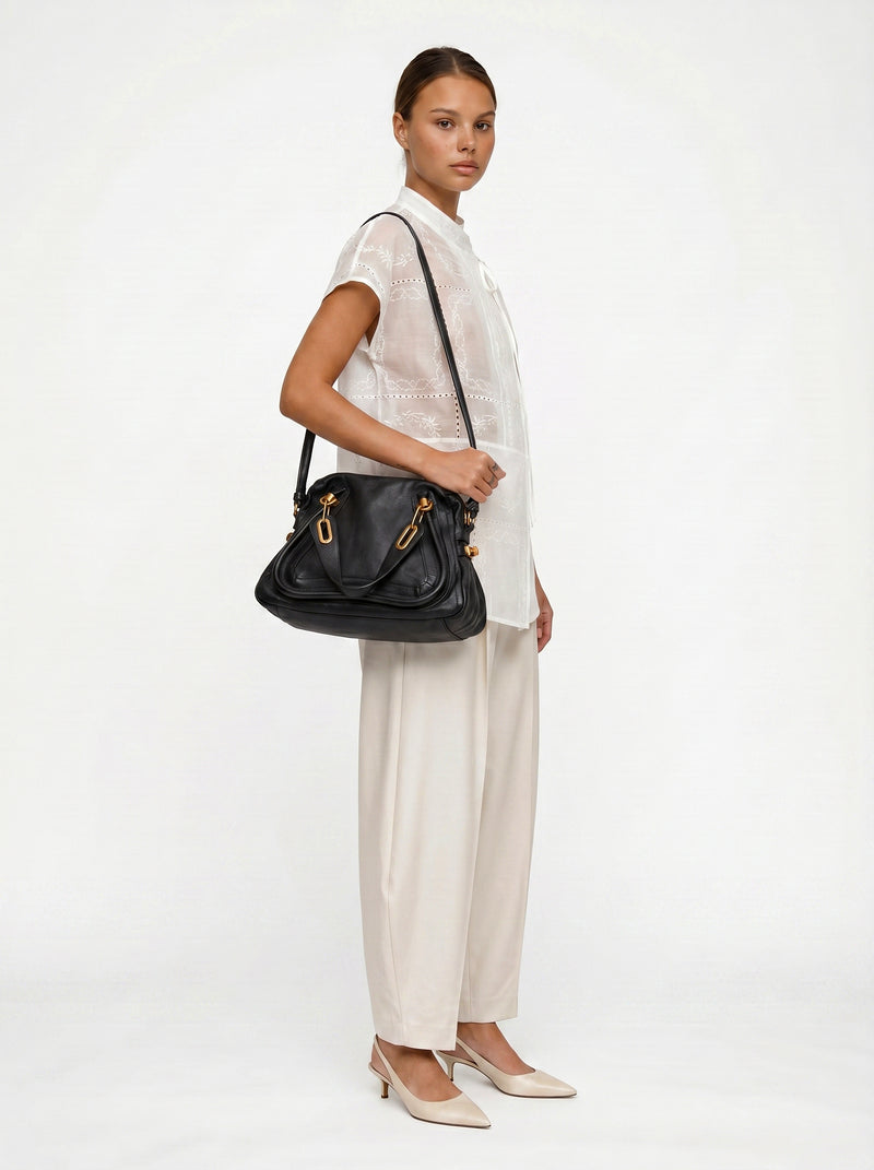 Chloé Paraty Medium Cuir Grainé Noir