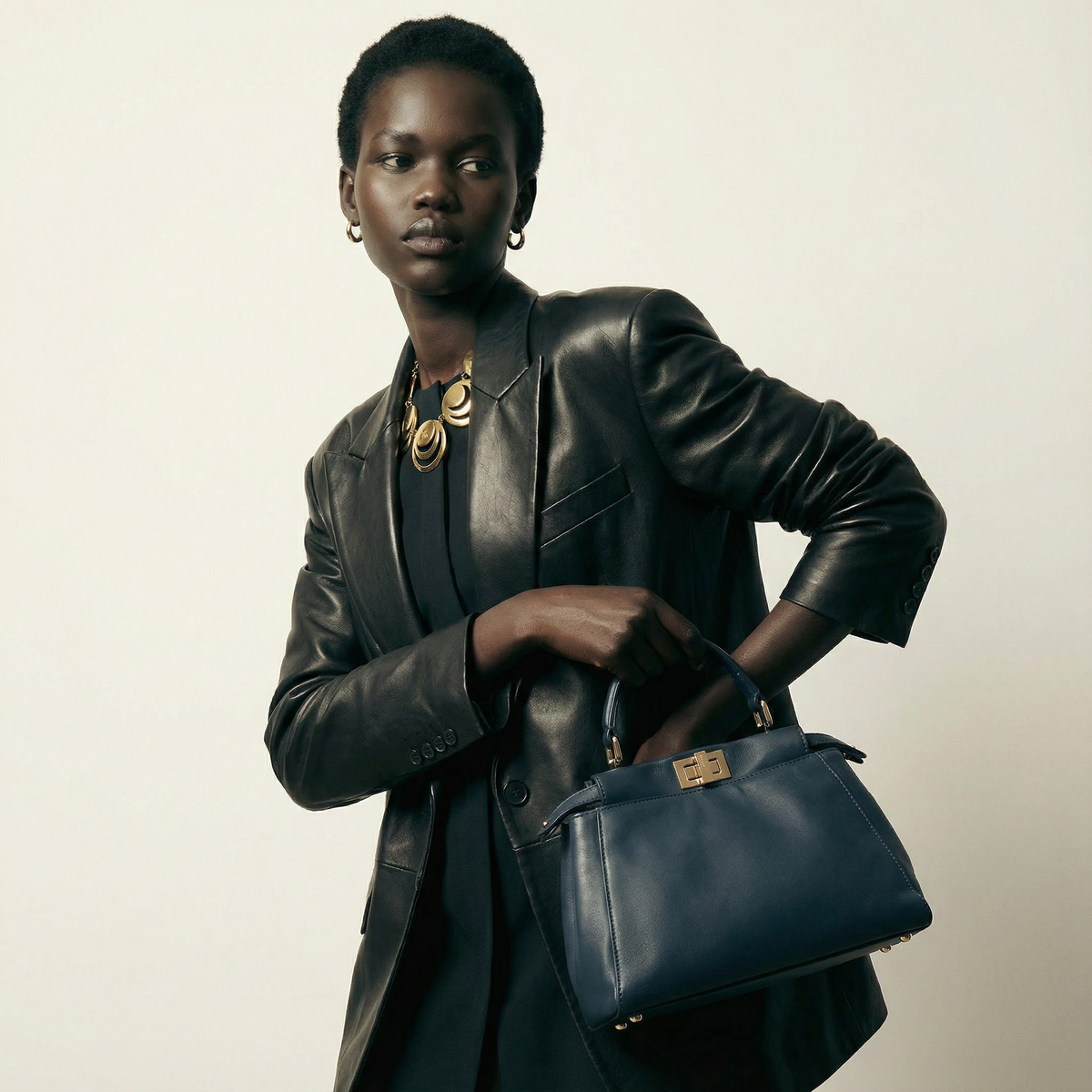 Fendi Peekaboo Mini bleu pétrole