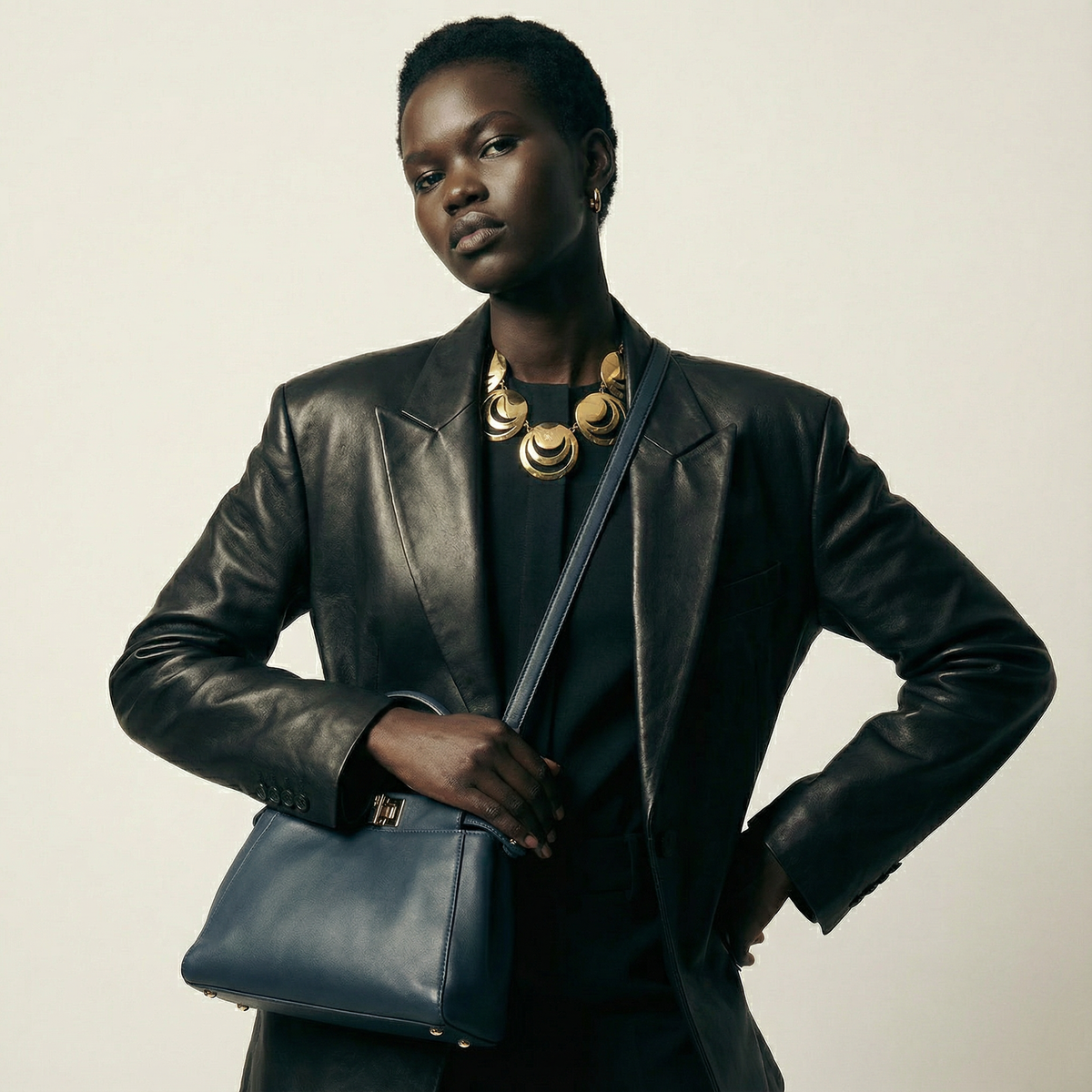 Fendi Peekaboo Mini bleu pétrole