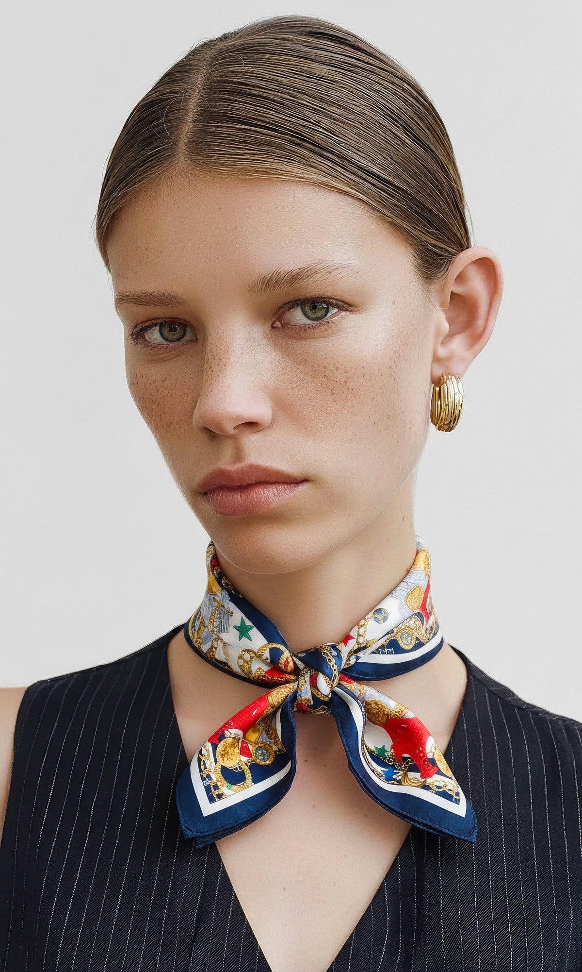 Celine Paris Motif Cotton Scarf – 48×48 cm Summer Bandana