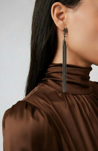 Yves Saint Laurent Silver-Tone Tassel Drop Earrings