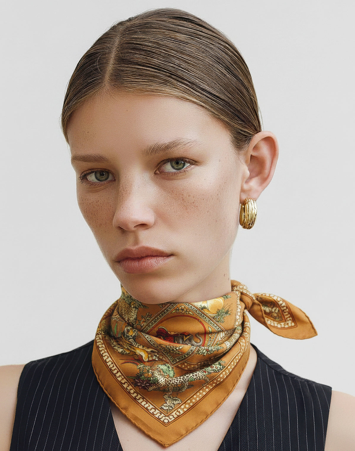 Vintage Salvatore Ferragamo Silk Bandana– Exotic Animal Print